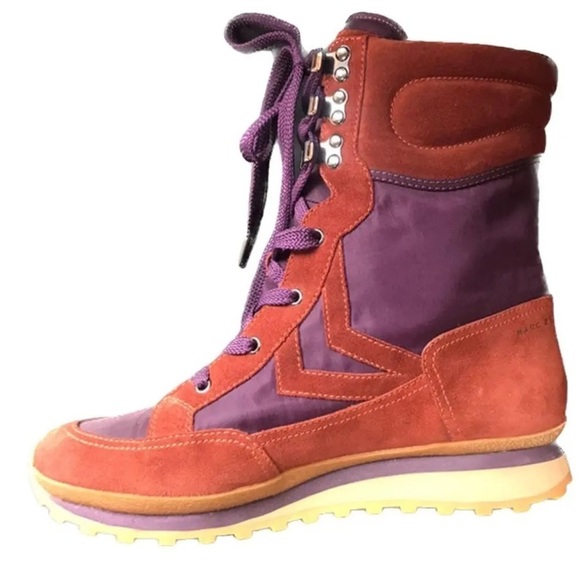 MARC BY MARC JACOBS Lace Up Boots Suede Boots Purple and Orangish Brown Goretex - Picture 1 of 12